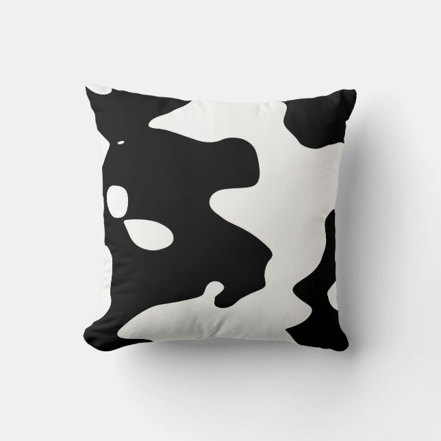 Cow Pattern Black and White Throw Pillow (Front)