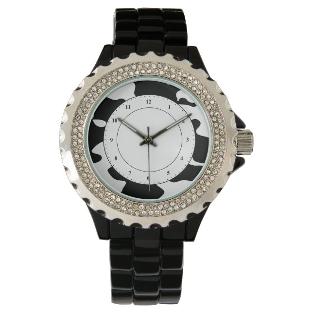 Cow Pattern Black and White Watch (Front)
