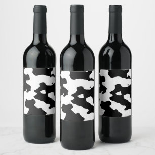Cow Pattern Black and White Wine Label