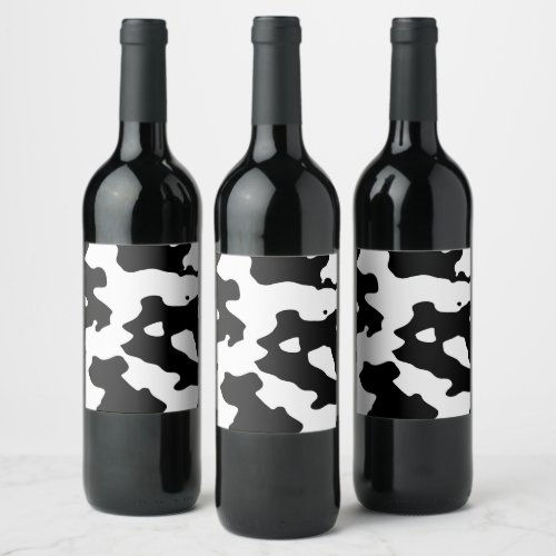 Cow Pattern Black and White Wine Label