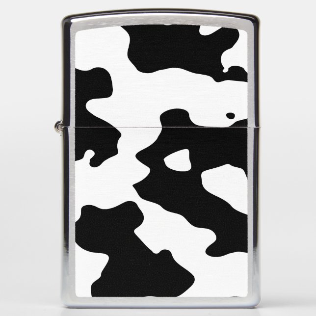 Cow Pattern Black and White Zippo Lighter (Front)