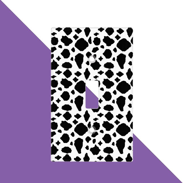 Cow Pattern Black White Country Light Switch Cover (A light plate with a black and white cow pattern.)