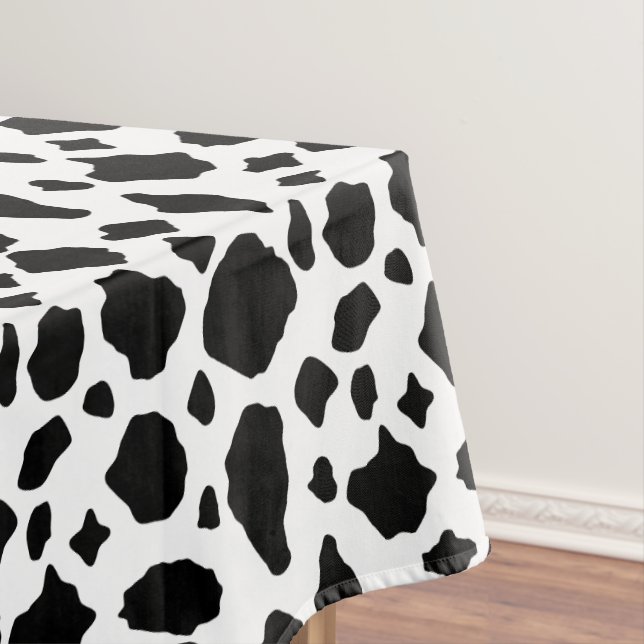 Cow Pattern Black White Country Tablecloth (In Situ)