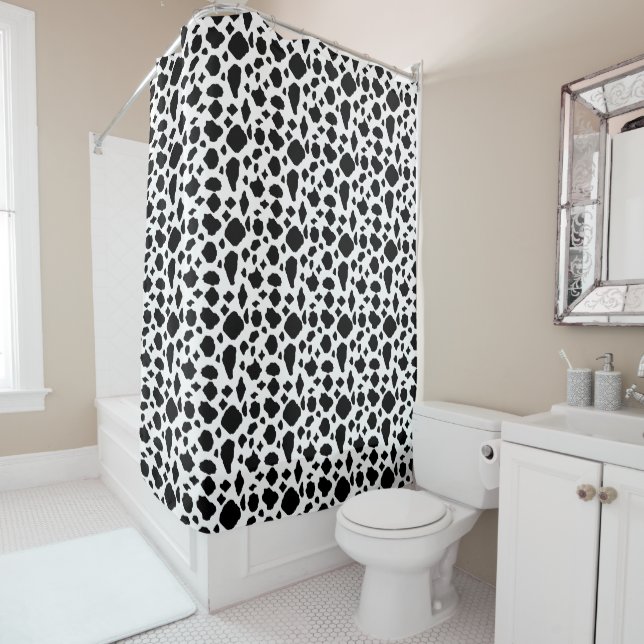 Cow Pattern Black White Western Shower Curtain (In Situ)