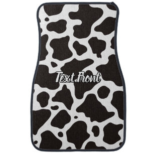 Forchrinse Black White Cow Print Car Floor Mats 4 Pieces,Front and
