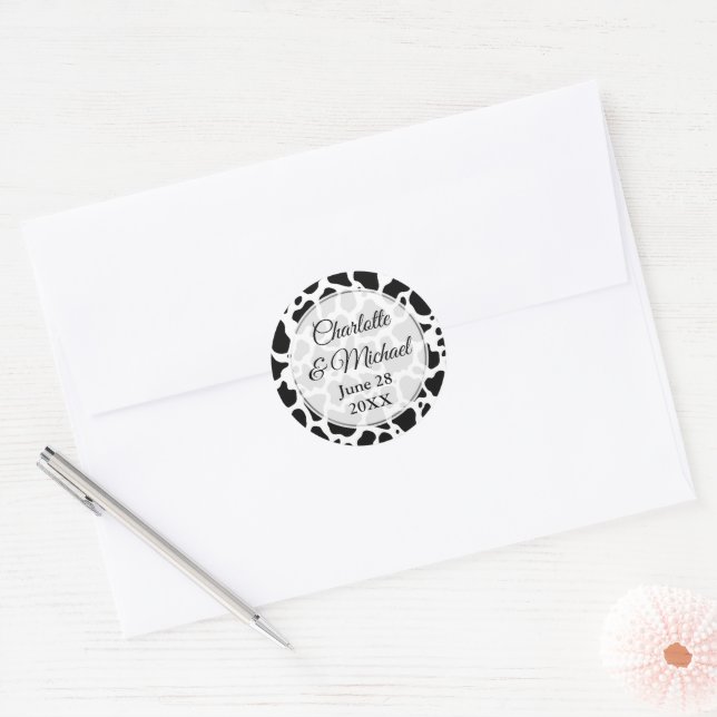 Cow Pattern Classic Round Sticker (Envelope)