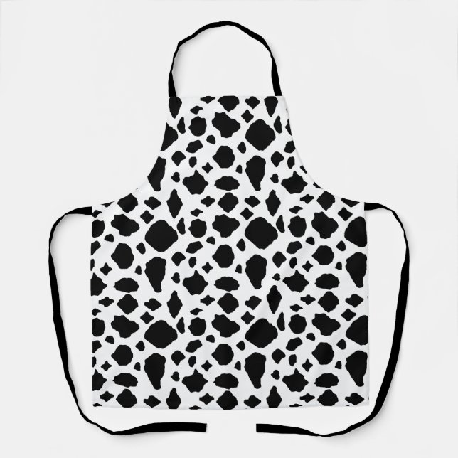 Cow Pattern Country Black and White Apron (Front)