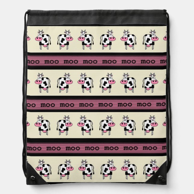 Cow Pattern Drawstring Bag (Front)