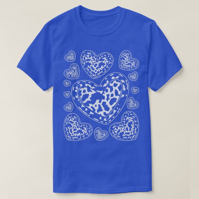 Cow Pattern Hearts Animal Print Cow T-Shirt (Design Front)