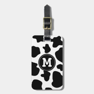 Cow pattern luggage tag Monogrammed animal print
