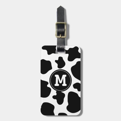 Cow pattern luggage tag  Monogrammed animal print