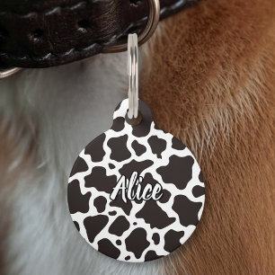 Cow Pattern Pet ID Tag
