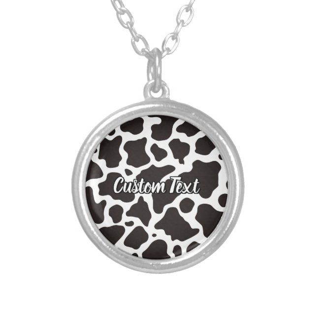 Cow Pattern Silver Plated Necklace (Front)