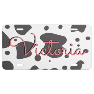 Cow Pattern Spots Script NameLicense Plate