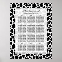 Cow Pattern Wedding Seating Chart Poster
