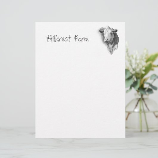 COW: PENCIL: FARM: LETTERHEAD (Standing Front)