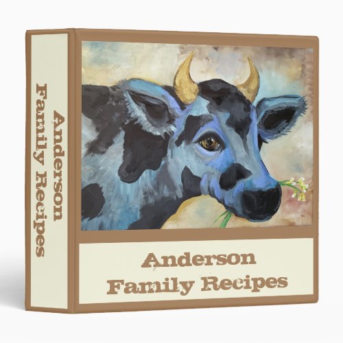 Cow Personalized Family Recipe Cookbook 3 Ring Binder