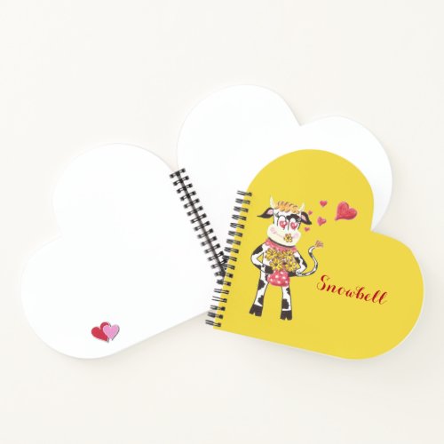 Cow Personalized Heart Spiral Bound Notebook