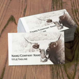cow photo art sepia tone custom double sided business card