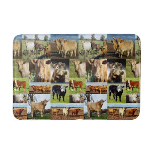 Cow Photo Collage, Memory Foam Bath Mat