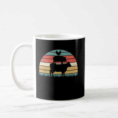 Cow Pig And Chicken Silhouettes Distressed Coffee Mug