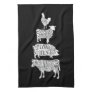 cow pig chicken butcher meat cuts art small holder kitchen towel