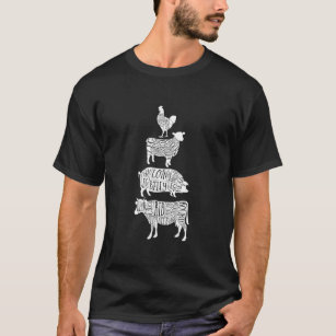 cow pig chicken butcher meat cuts art small holder T-Shirt