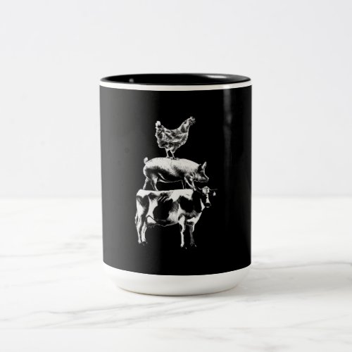 Cow Pig Chicken  Farm Animal Gift Two_Tone Coffee Mug