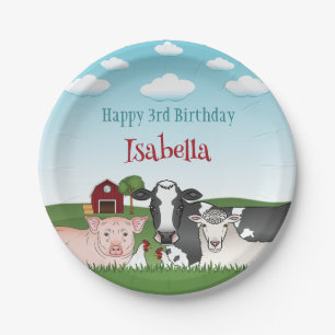 Cow Pig Sheep Chickens Farm Animals Farm Birthday Paper Plates