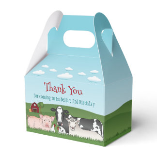 Cow Pig Sheep Chickens Farm Birthday Thank You Favor Boxes