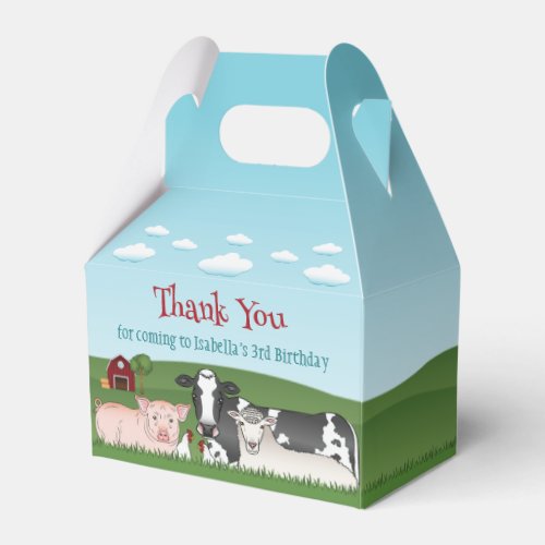 Cow Pig Sheep Chickens Farm Birthday Thank You Favor Boxes