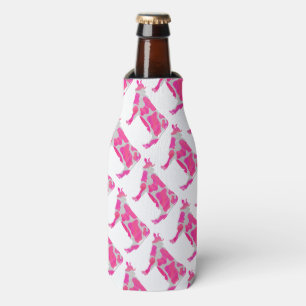 Cow Pink and White Silhouette Bottle Cooler