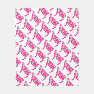 Cow Pink and White Silhouette Fleece Blanket