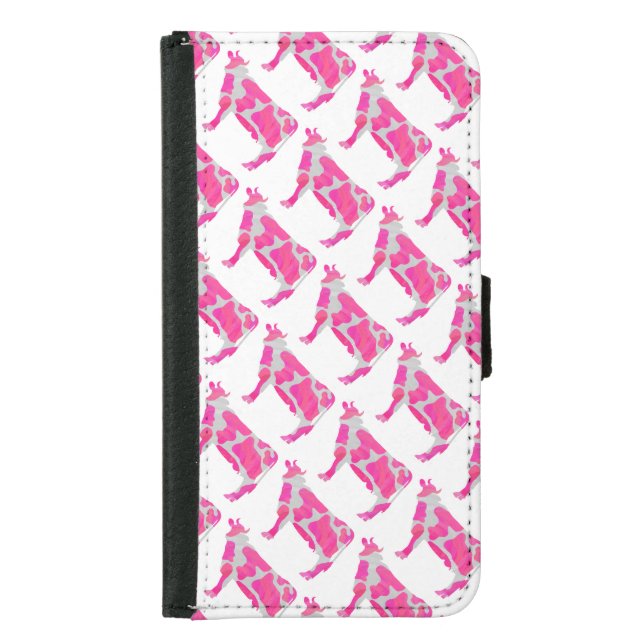 Cow Pink and White Silhouette Samsung Galaxy Wallet Case (Front)