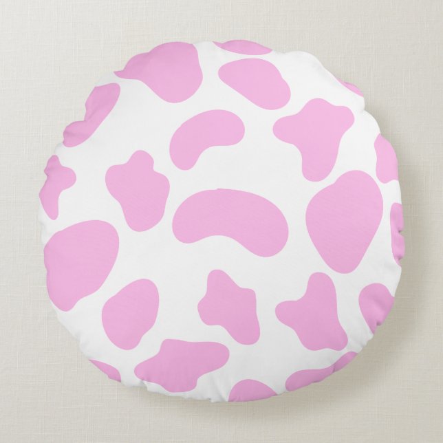 Cow Pink Round Pillow (Front)