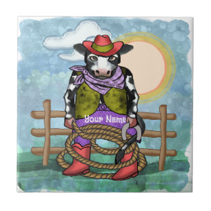Cow Poke Ceramic Tile