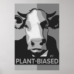 Cow Pop Art Poster in Black & White - Plant-Biased