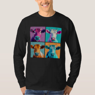 Cow Pop Illustration Colorful Animal Women Men T-Shirt