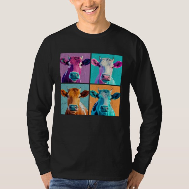 Cow Pop Illustration Colorful Animal Women Men T-Shirt (Front)
