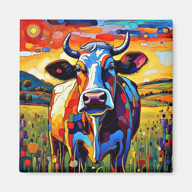 Cow portrait 2 magnet (Front)