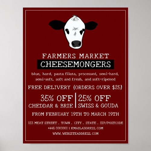 Cow Portrait Cheesemonger Advertising Poster