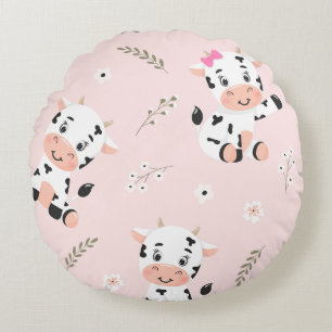 Cow Power Round Pillow