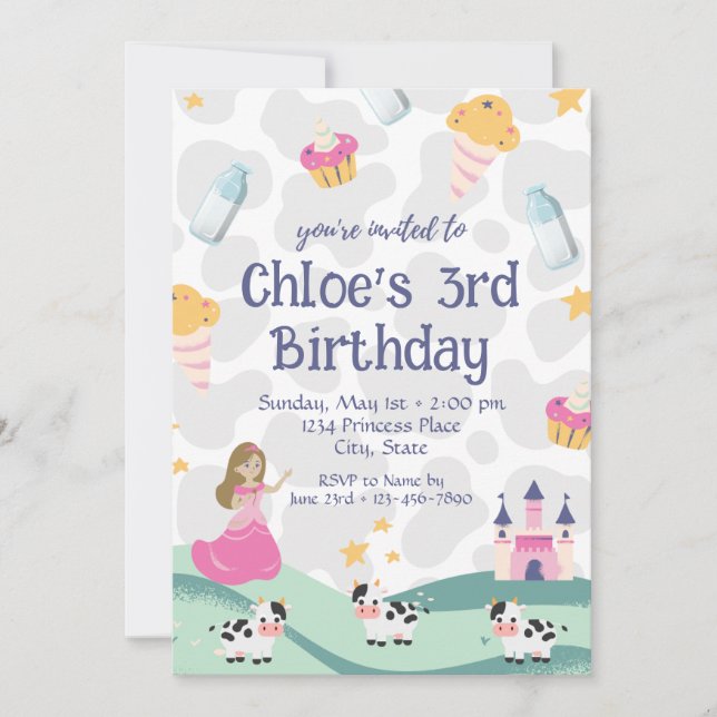 Cow Princess Birthday Invitation (Front)