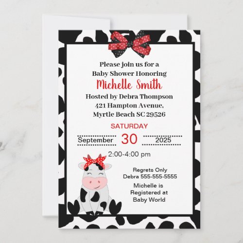 Country Cow Baby Shower Invitation –