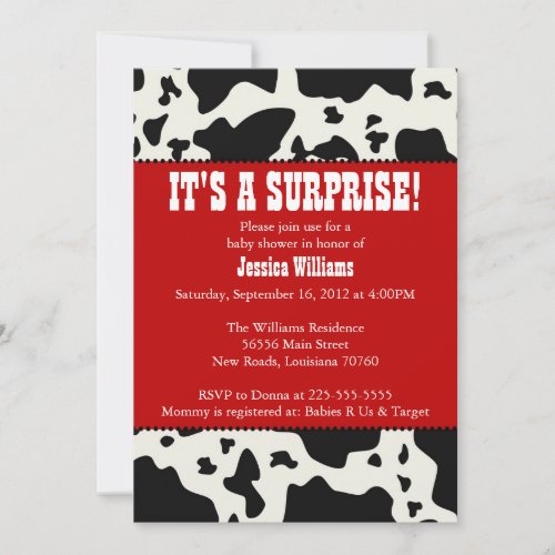 Cow Print Baby Shower Invitations