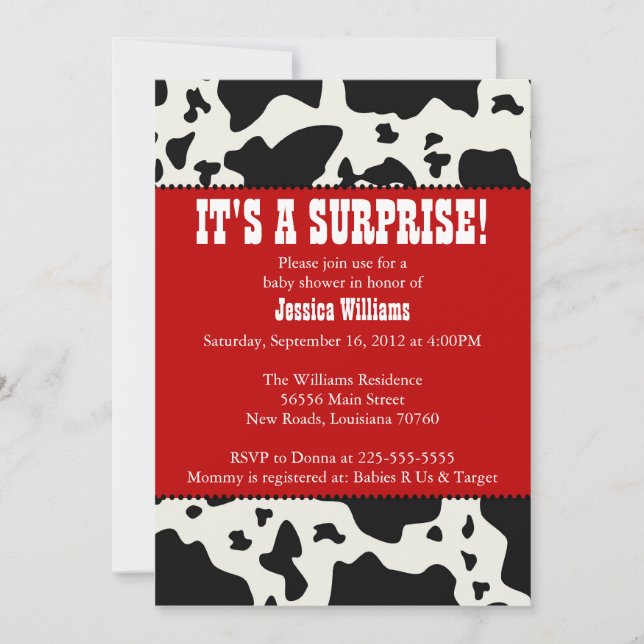 Cow Print Baby Shower Invitation (Front)