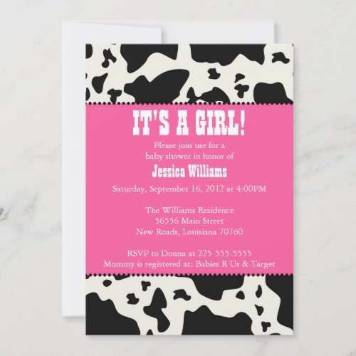 Cow Print Baby Shower Invitation