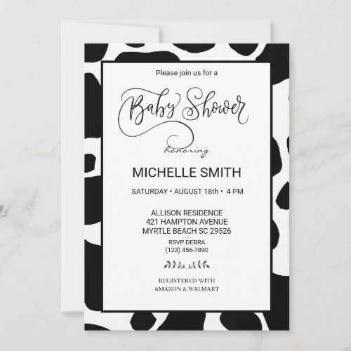 Cow Print Baby Shower Invitations