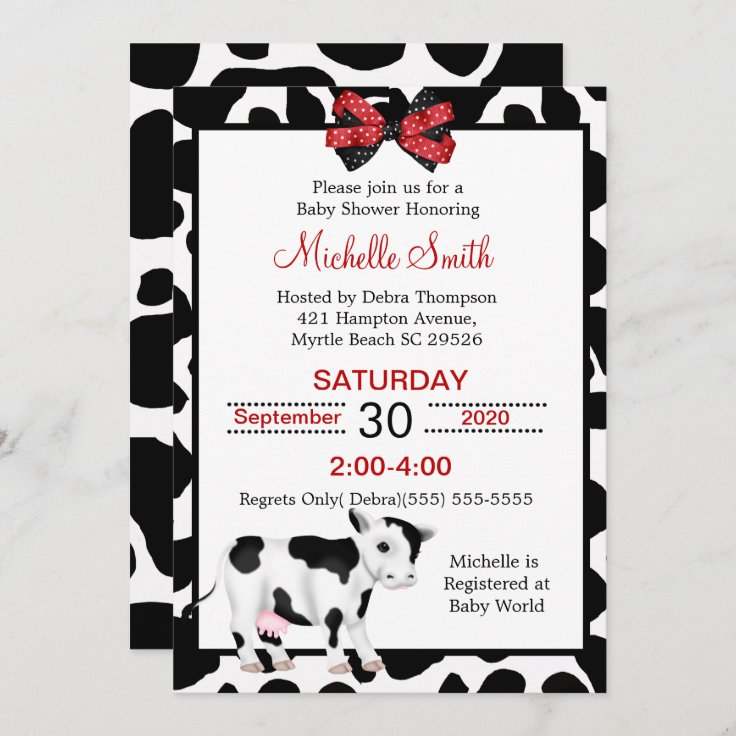 Cow Print Baby Shower Invitations Zazzle