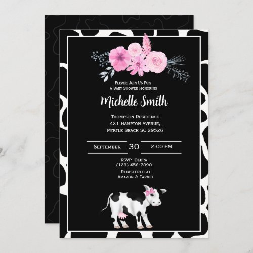 Cow Print Baby Shower Invitations